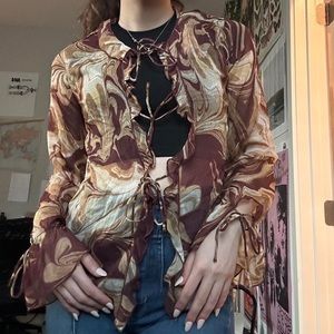 urban outfitters misty gauze tie front top 
L